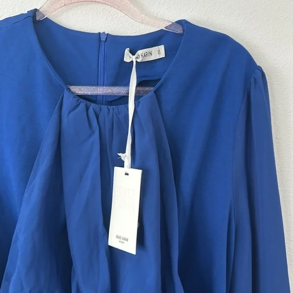 GRACE KARIN Women's Ruched Bodycon Dress Sleeveless Front Drape - Picture 5 of 9